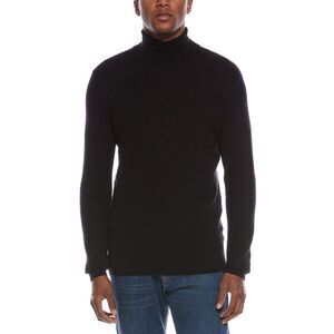 Kier + J Mens  Fancy Stitch Wool & Cashmere-Blend Turtleneck Sweater, Black